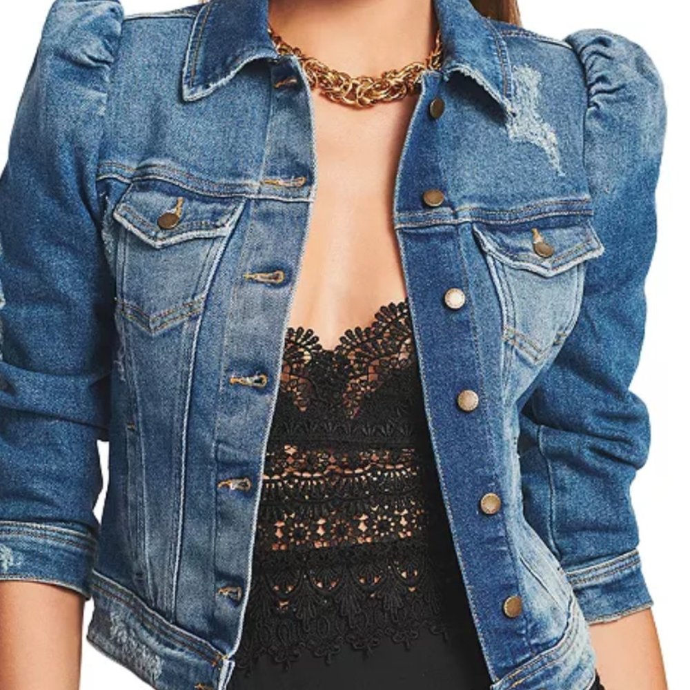 Retrofete Denim Jacket w Puff Sleeves